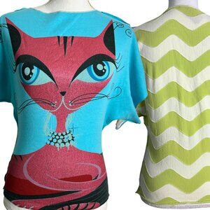 CUSTO Barcelona Vintage Cat Print Tee Size: XS